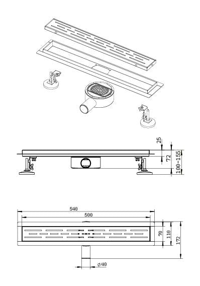 Aquasan Floor drain PREMIUM 500mm