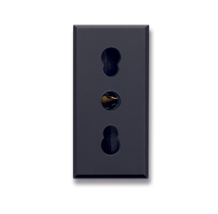 445006/15TS Ave Italian standard Combined socket P17/11 2P+Z 10/16A 250Vac, Tekla black matte color, 1 module