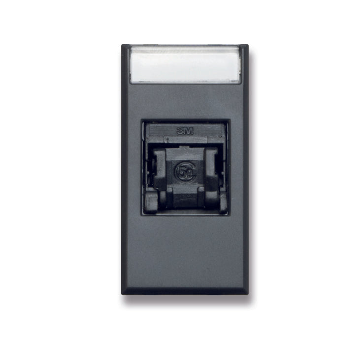 445029C5E Ave Computer connector RJ45 CAT5e UTP with cover, Tekla black matte color, 1 module