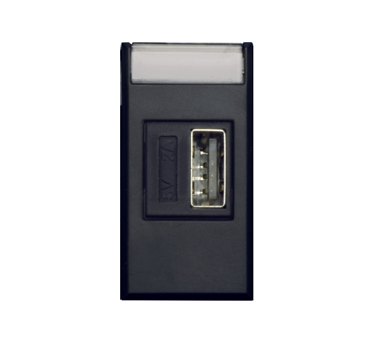 445082USB3A Ave Universal USB charger 3A, Tekla black matte color, 1 module