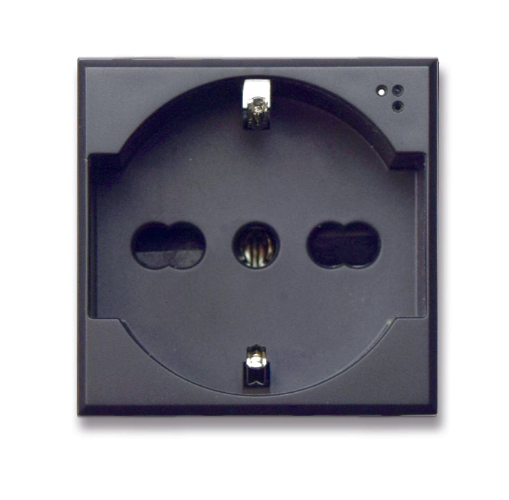445090/15TS Ave Combined socket outlet 2P+Z 10/16A 250Vac, Tekla black matte color, 2 modules