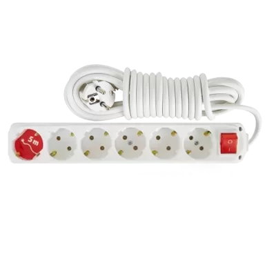 Almera 6 Gang Earthed Group Socket with Switch and Cord