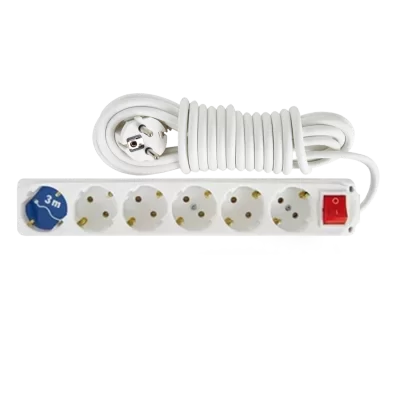 Almera 6 Gang Earthed Group Socket with Switch and Cord