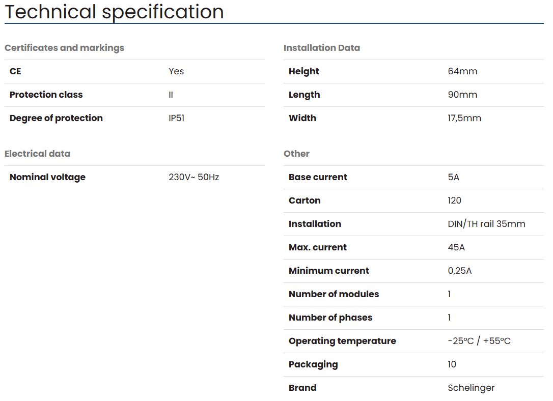 Schelinger Electricity Meter 1 Phase Mid