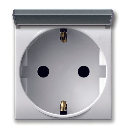 441090TSS Ave Shuko socket with cover 2P+Z 16A 250Vac, Domus white color, 2 modules