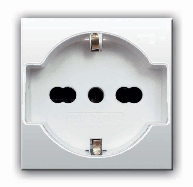 441090/15TS Ave Combined socket outlet 2P+Z 10/16A 250Vac, Domus white color, 2 modules