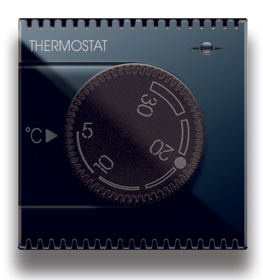 445085 Ave Thermostat with rotary potentiometer NO+NC 5A (2A inductive) 50-60Hz 230Vac, Tekla black matte color, 2 modules