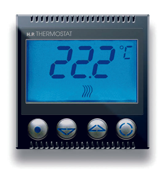 445085SW Ave Digital thermostat summer/winter NO+NC 2A 50-60Hz 230Vac, Tekla black matte color, 2 modules